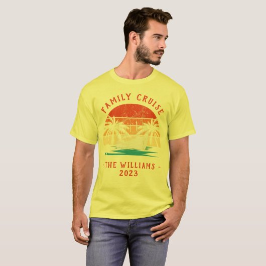 Familie Vakantie Cruise Schip Reis Retro Sunset T-shirt (Voorkant volledig)