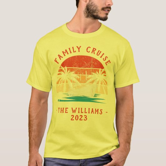 Familie Vakantie Cruise Schip Reis Retro Sunset T-shirt (Voorkant)