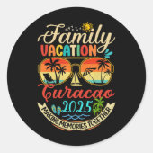 Familie Vakantie Curacao 2025 Herinneringen Famili Ronde Sticker (Voorkant)