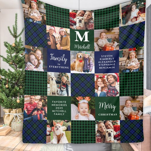 Familie Vakantie Custom Patchwork Plaid 15 Foto's Fleece Deken