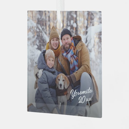 Familie vakantie foto aandenken glas ornament (Voorkant links)