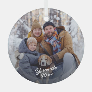 Familie vakantie foto aandenken glas ornament