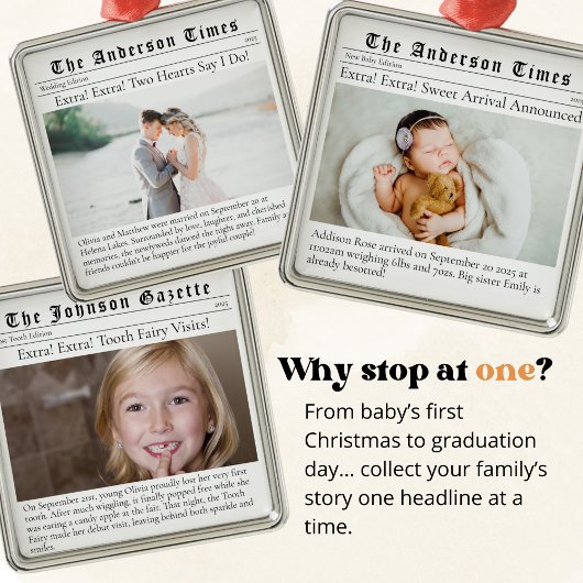 Familie Vakantie Foto Keepsake Krant Metalen Ornament