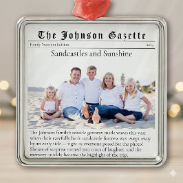 Familie Vakantie Foto Keepsake Krant Metalen Ornament