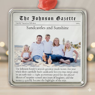 Familie Vakantie Foto Keepsake Krant Metalen Ornament