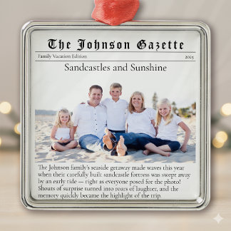 Familie Vakantie Foto Keepsake Krant Metalen Ornament