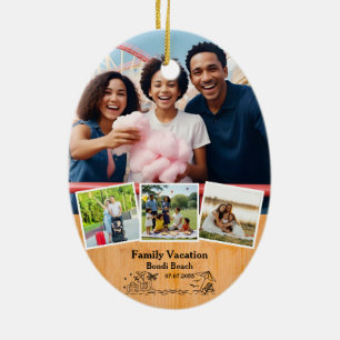 Familie Vakantie Keepsake & Custom 4 Fotolijsten Keramisch Ornament