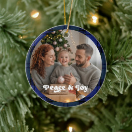 Familie vakantie Keepsake Plaid kerstfoto Keramisch Ornament