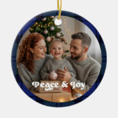 Familie vakantie Keepsake Plaid kerstfoto Keramisch Ornament (Voorkant)