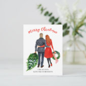 Familie Vakantie Kerstkaart (haar blond, rood) (Staand voorkant)