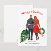 Familie Vakantie Kerstkaart (haar blond, rood) (Voorkant / Achterkant)