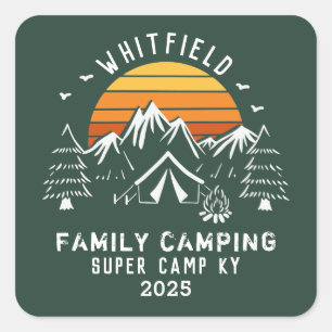 Familie Vakantie Matching Camping Maatwerk Vierkante Sticker