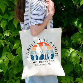 Familie vakantie met de handen Retro Zon Tote Bag