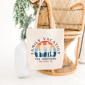 Familie vakantie met de handen Retro Zon Tote Bag