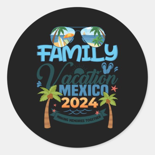 Familie Vakantie Mexico 2024 Vakantie 2024 Ronde Sticker (Voorkant)