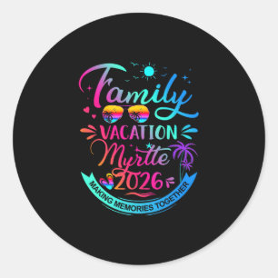 Familie Vakantie Myrtle 2026 Palmboom Cadeau Ronde Sticker