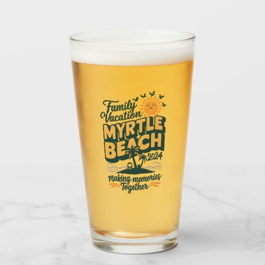 Familie vakantie Myrtle Beach 2024 herinneringen m Glas (Voorkant gevuld)