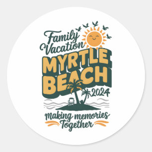Familie vakantie Myrtle Beach 2024 herinneringen m Ronde Sticker