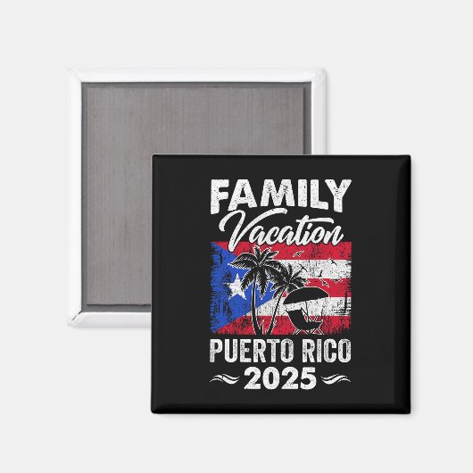 Familie Vakantie Puerto Rico 2025 Strand Zomer Vac Magneet (Voorkant / Achterkant)