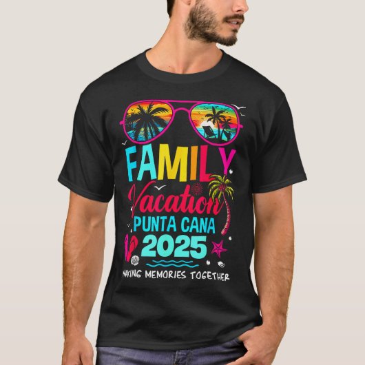 Familie vakantie Punta Cana 2025 herinneringen mak T-shirt (Voorkant)