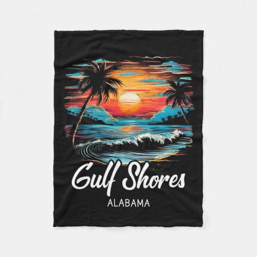 Familie Vakantie Retro Sunset Alabama Gulf Shores Fleece Deken (Voorkant)