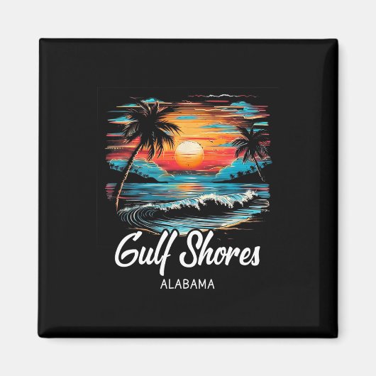 Familie Vakantie Retro Sunset Alabama Gulf Shores Magneet (Voorkant)