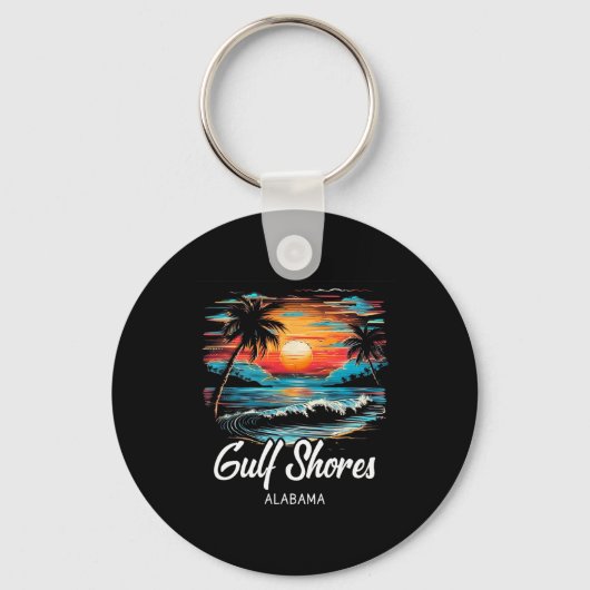 Familie Vakantie Retro Sunset Alabama Gulf Shores Sleutelhanger (Voorkant)