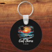 Familie Vakantie Retro Sunset Alabama Gulf Shores Sleutelhanger (Voorkant)