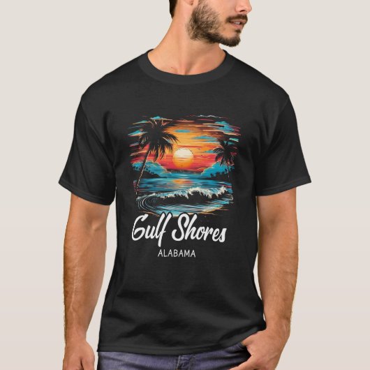 Familie Vakantie Retro Sunset Alabama Gulf Shores  T-shirt (Voorkant)