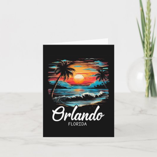 Familie Vakantie Retro Sunset Florida Orlando Kaart (Voorkant)