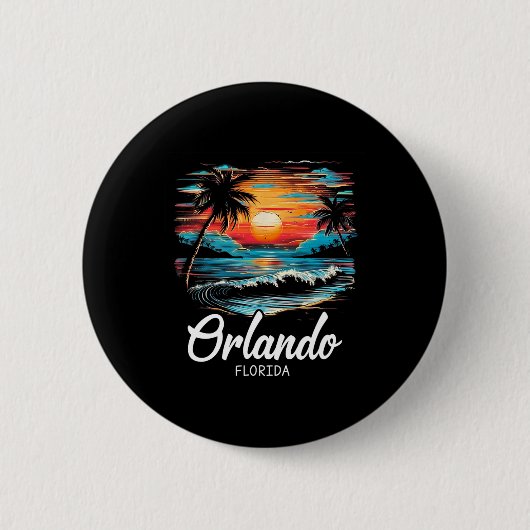 Familie Vakantie Retro Sunset Florida Orlando Ronde Button 5,7 Cm (Voorkant)