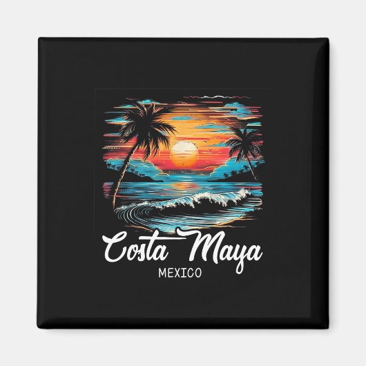 Familie Vakantie Retro Zonsondergang Mexico Costa  Magneet (Voorkant)