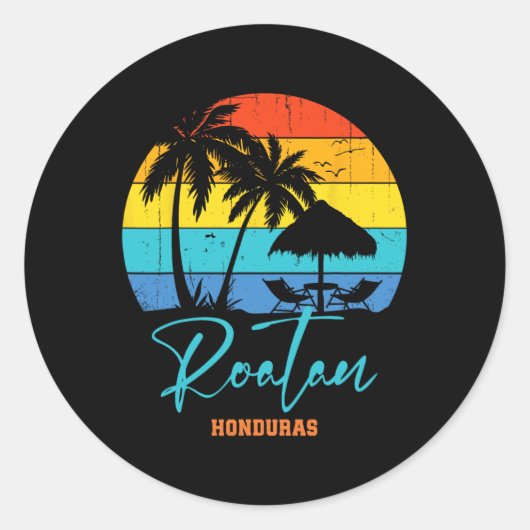 Familie Vakantie Roatan Honduras Beach Vakantie Ma Ronde Sticker (Voorkant)