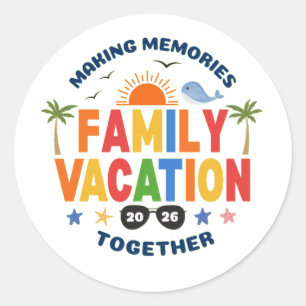 Familie vakantie ronde sticker