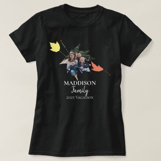 Familie vakantie vieringen foto maskeren t-shirt (Design voorkant)