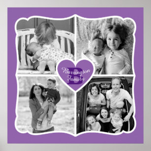 Familie Valentijn Instagram Hartfotoraster Paars Poster