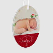 Familie van 3 Baby eerste kerstfoto Ornament (voorkant)