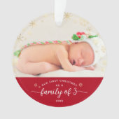 Familie van 3 Baby eerste kerstfoto Ornament (voorkant)