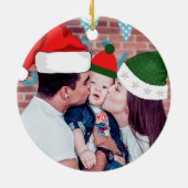 Familie van 3 Custom Baby's Eerste Kerstmis Foto Keramisch Ornament (Achterkant)