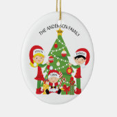 Familie van 3 gepersonaliseerde kerstversiering keramisch ornament (Rechts)