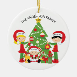 Familie van 3 gepersonaliseerde kerstversiering keramisch ornament