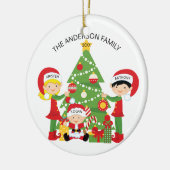 Familie van 3 gepersonaliseerde kerstversiering keramisch ornament (Links)