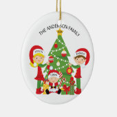 Familie van 3 gepersonaliseerde kerstversiering keramisch ornament (Rechts)