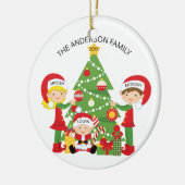 Familie van 3 gepersonaliseerde kerstversiering keramisch ornament (Links)