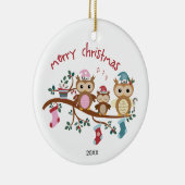 Familie van 3 Kerstmis met rond de wedstrijd Keramisch Ornament (Rechts)