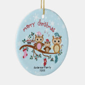 Familie van 3 Kerstmis met rond de wedstrijd Keramisch Ornament (Rechts)