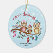 Familie van 3 Kerstmis met rond de wedstrijd Keramisch Ornament (Links)