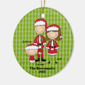 Familie van 3 kerstversiering keramisch ornament (Links)