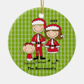Familie van 3 kerstversiering keramisch ornament (Voorkant)
