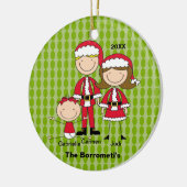 Familie van 3 kerstversiering keramisch ornament (Links)